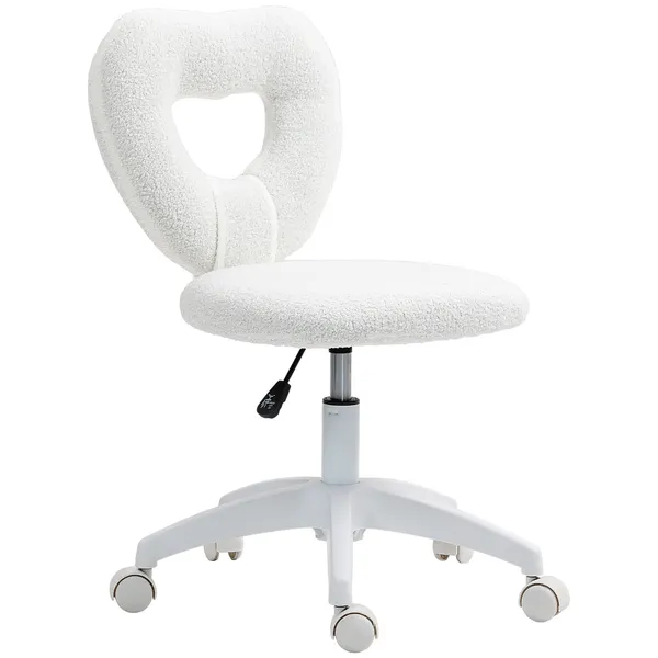 armless-computer-desk-chair-office-task-chair-teddy-fleece-heart-makeup-vanity-chair-with-swivel-wheels-white.webp HOMCOM Armless Computer Desk Chair, Office Task Chair, Teddy Fleece Heart Makeup Vanity Chair with Swivel Wheels, White - Image 1