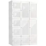 HOMCOM Armoire Foldable White Portable Closet Wardrobe with Cube Storage Hanging Rods Magnet Doors Clothes Organizer