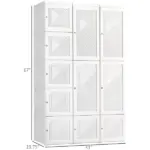 HOMCOM Armoire Foldable White Portable Closet Wardrobe with Cube Storage Hanging Rods Magnet Doors Clothes Organizer - Image 3