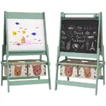 Art Easel for Kids with Paper Roll, 3 in 1 Toddler Painting Easel with Blackboard, Whiteboard, Storage Baskets, Green - Image 11