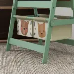 Art Easel for Kids with Paper Roll, 3 in 1 Toddler Painting Easel with Blackboard, Whiteboard, Storage Baskets, Green - Image 8