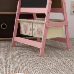 Art Easel for Kids with Paper Roll, Blackboard, Whiteboard, Storage, Pink - Image 8