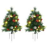 HOMCOM Artificial Christmas Trees 2-Pack Slim with 24 Warm White Lights Green Holiday Decor - Image 11