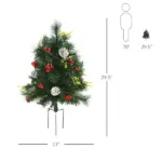 HOMCOM Artificial Christmas Trees 2-Pack Slim with 24 Warm White Lights Green Holiday Decor - Image 3