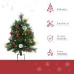 HOMCOM Artificial Christmas Trees 2-Pack Slim with 24 Warm White Lights Green Holiday Decor - Image 4