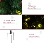 HOMCOM Artificial Christmas Trees 2-Pack Slim with 24 Warm White Lights Green Holiday Decor - Image 5