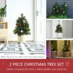 HOMCOM Artificial Christmas Trees 2-Pack Slim with 24 Warm White Lights Green Holiday Decor - Image 6