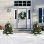 HOMCOM Artificial Christmas Trees 2-Pack Slim with 24 Warm White Lights Green Holiday Decor - Image 10