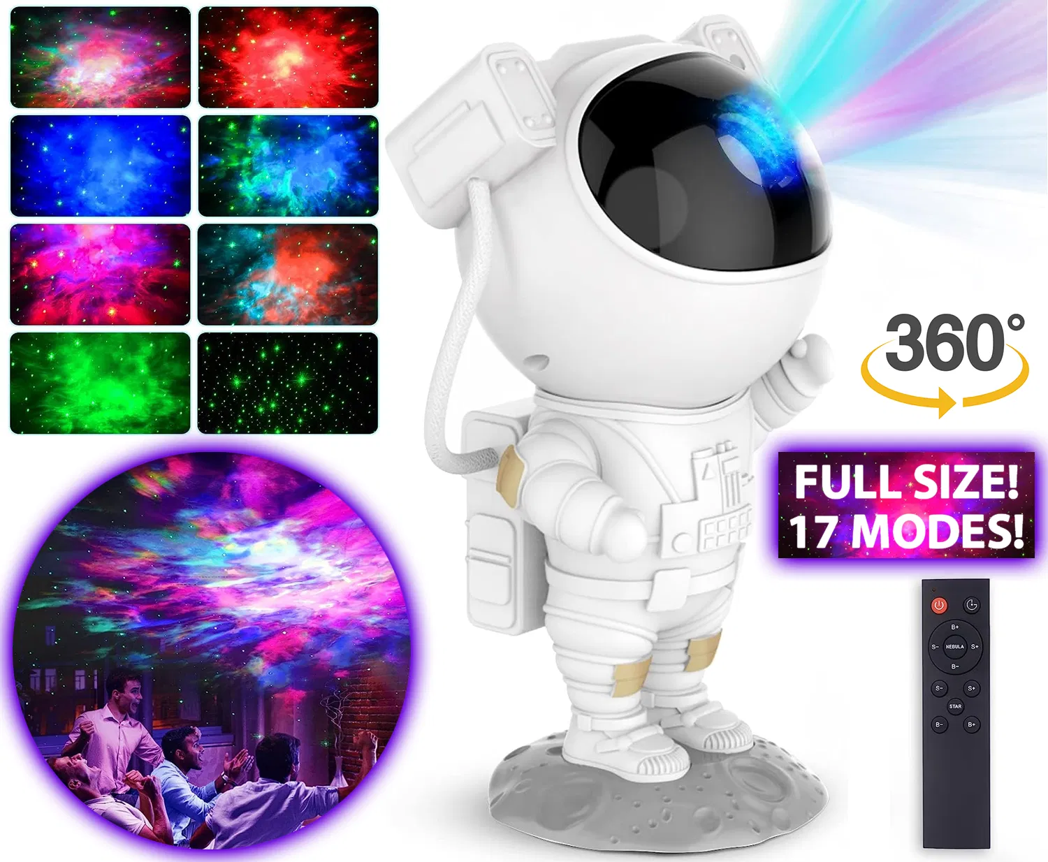 Astronaut Galaxy Nebula Star Projector with Remote and Timer