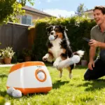PawHut Automatic Dog Ball Launcher with 26-79 Ft Distance, Automatic Ball Launcher for Medium and Large Dogs, Orange - Image 2