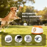 PawHut Automatic Dog Ball Launcher with 26-79 Ft Distance, Automatic Ball Launcher for Medium and Large Dogs, Orange - Image 4