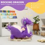 Baby Rocking Horse, Kids Ride On Toy with Realistic Dragon Roar and Safety Belt for Kids 18-36 Months, Purple - Image 4