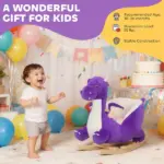 Baby Rocking Horse, Kids Ride On Toy with Realistic Dragon Roar and Safety Belt for Kids 18-36 Months, Purple - Image 7
