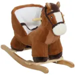 Qaba Baby Rocking Horse, Plush Animal Rocker with Sound, Wooden Base Seat Safety Belt, for Ages 18-36 Months, Brown - Image 11