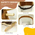Qaba Baby Rocking Horse, Plush Animal Rocker with Sound, Wooden Base Seat Safety Belt, for Ages 18-36 Months, Brown - Image 6