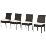 Backyard - Rattan Dining Chairs with White Cushions for Supreme Patio Comfort