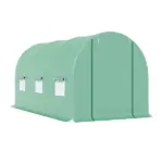 Outsunny Backyard Greenhouse 15 x 7 x 7 with Door Ventilation Windows Outdoor Tunnel Walk-In Garden Plant Growing House Green - Image 12