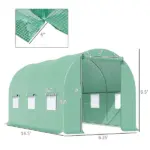 Outsunny Backyard Greenhouse 15 x 7 x 7 with Door Ventilation Windows Outdoor Tunnel Walk-In Garden Plant Growing House Green - Image 3