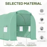 Outsunny Backyard Greenhouse 15 x 7 x 7 with Door Ventilation Windows Outdoor Tunnel Walk-In Garden Plant Growing House Green - Image 4