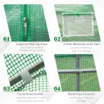 Outsunny Backyard Greenhouse 15 x 7 x 7 with Door Ventilation Windows Outdoor Tunnel Walk-In Garden Plant Growing House Green - Image 5