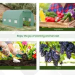 Outsunny Backyard Greenhouse 15 x 7 x 7 with Door Ventilation Windows Outdoor Tunnel Walk-In Garden Plant Growing House Green - Image 7