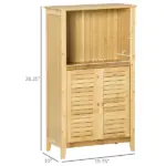 Bamboo Floor Cabinet Bathroom Floor Cabinet Living Room Organizer Tower with Multiple Shelves and Doors Natural - Image 3