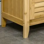 Bamboo Floor Cabinet Bathroom Floor Cabinet Living Room Organizer Tower with Multiple Shelves and Doors Natural - Image 9