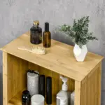 Bamboo Floor Cabinet Bathroom Floor Cabinet Living Room Organizer Tower with Multiple Shelves and Doors Natural - Image 10