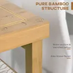 Bamboo Kitchen Island Cart on Wheels - Utility Trolley with 2 Drawers and Open Shelves, Bamboo Tone - Image 5