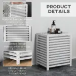 HOMCOM Bamboo Laundry Basket, 55L, with Lid and Removable Liner Bag, White, Space-Saving and Stylish - Image 6