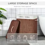 Bamboo Laundry Hamper with 2 Removable Bags, Washing Basket with Lid and String Handles, 26.4-Gals, Brown - Image 4