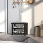 HOMCOM Bamboo Shoe Storage Bench, 3-Tier Entryway Bench with Cushion, Shoe Organizer for Entryway, Hallway, Black - Image 7