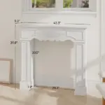 Baroque Fireplace Mantel, Freestanding Fireplace Surround with Leg for Electric Fireplaces, 43.3" W x 39.8" H, White - Image 3