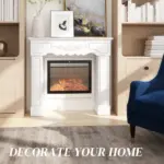 Baroque Fireplace Mantel, Freestanding Fireplace Surround with Leg for Electric Fireplaces, 43.3" W x 39.8" H, White - Image 4