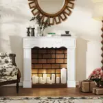 Baroque Fireplace Mantel, Freestanding Fireplace Surround with Leg for Electric Fireplaces, 43.3" W x 39.8" H, White - Image 6