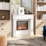 Baroque Fireplace Mantel, Freestanding Fireplace Surround with Leg for Electric Fireplaces, 43.3" W x 39.8" H, White - Image 10