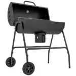 Barrel Charcoal BBQ Grill Smoker with 420 sqin Cooking Area Wheels Ash Catcher Black