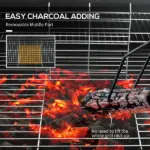 Barrel Charcoal BBQ Grill Smoker with 420 sqin Cooking Area Wheels Ash Catcher Black - Image 5