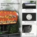 Barrel Charcoal BBQ Grill Smoker with 420 sqin Cooking Area Wheels Ash Catcher Black - Image 6