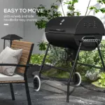 Barrel Charcoal BBQ Grill Smoker with 420 sqin Cooking Area Wheels Ash Catcher Black - Image 7