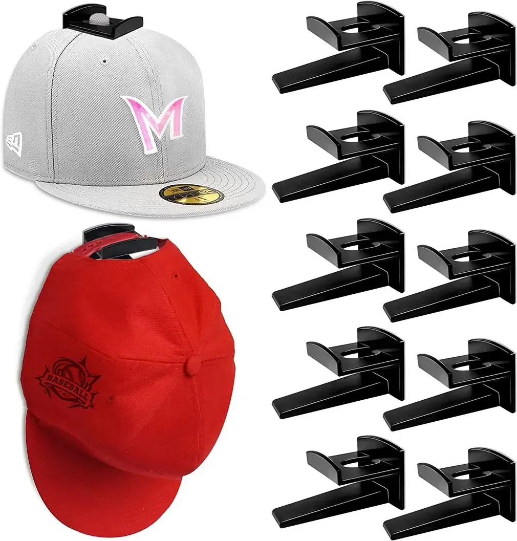 12 Hook Adhesive Baseball Cap Hat Organizer for Wall or Door