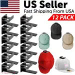 12 Hook Adhesive Baseball Cap Hat Organizer for Wall or Door