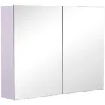 Bathroom Cabinet with Mirror Wall Mounted Modern Storage Double Door MDF White - Image 11