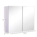 Bathroom Cabinet with Mirror Wall Mounted Modern Storage Double Door MDF White - Image 3
