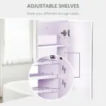 Bathroom Cabinet with Mirror Wall Mounted Modern Storage Double Door MDF White - Image 5