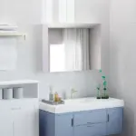 Bathroom Cabinet with Mirror Wall Mounted Modern Storage Double Door MDF White - Image 8