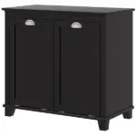 Bathroom Floor Cabinets with Waterproof Surface, Tilt-Out Laundry Hamper with 2 Compartments, Black - Image 11