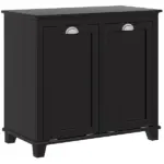 Bathroom Floor Cabinets with Waterproof Surface, Tilt-Out Laundry Hamper with 2 Compartments, Black