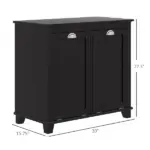 Bathroom Floor Cabinets with Waterproof Surface, Tilt-Out Laundry Hamper with 2 Compartments, Black - Image 3