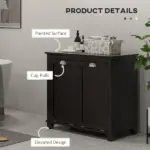 Bathroom Floor Cabinets with Waterproof Surface, Tilt-Out Laundry Hamper with 2 Compartments, Black - Image 5